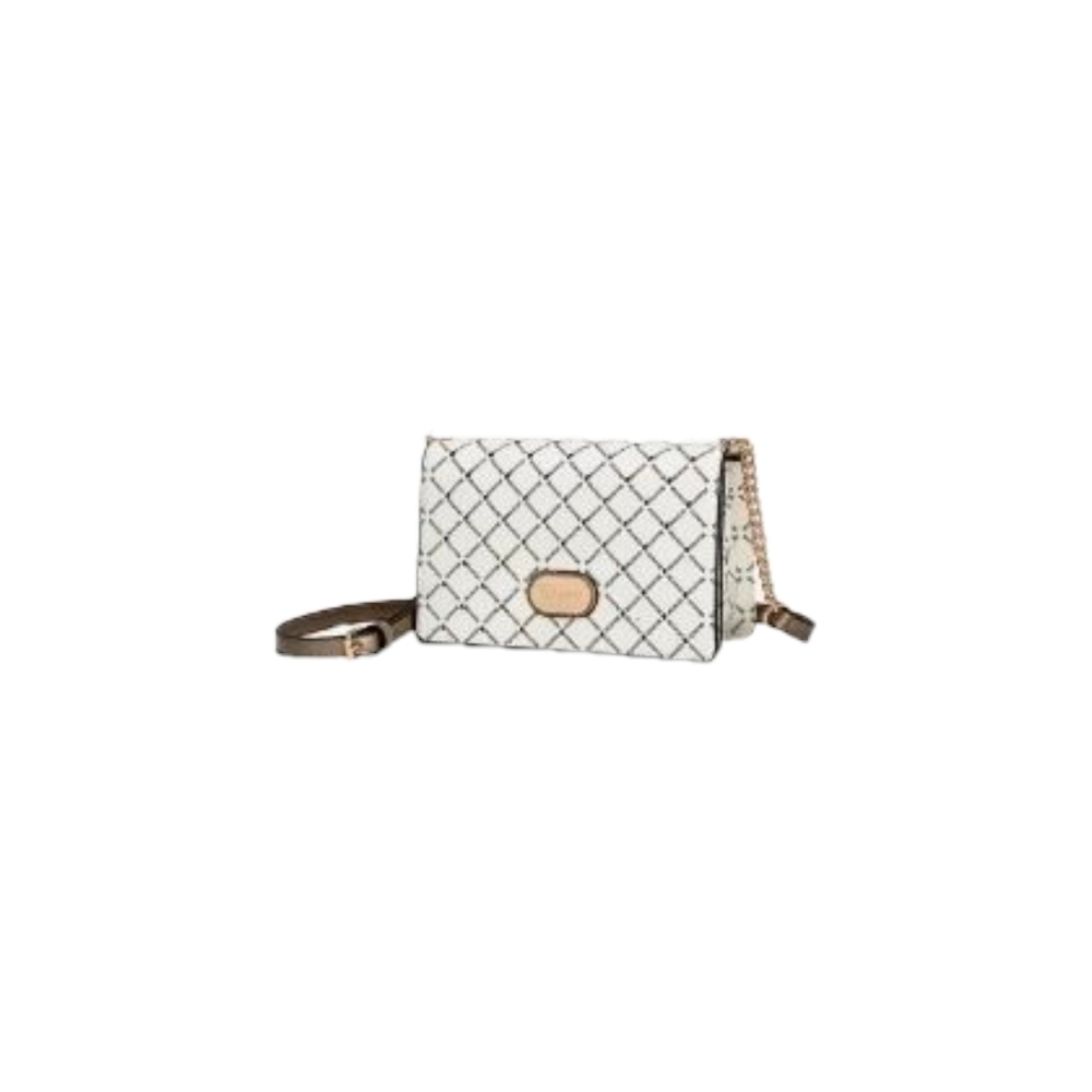 Italy Diamond Stitch Crossbody Bag Elegant White and Brown Women's Crossbody Bag